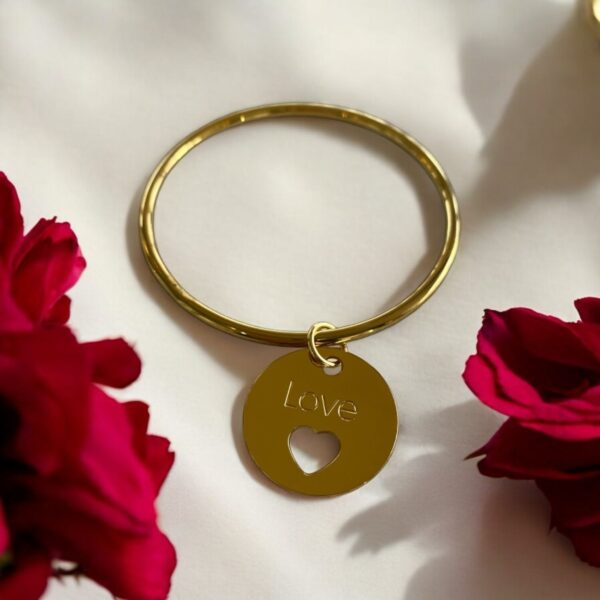 Jonc Inaya Motif Love Doré