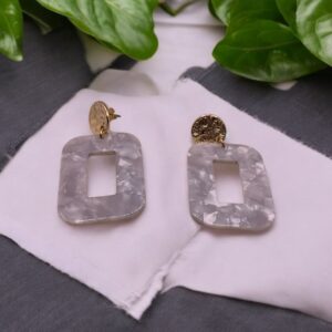 Boucles d'oreilles Olivia Blanc Brillant Marbré