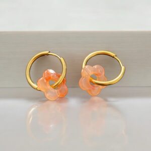 Créoles Flowers 14mm Orange transparent