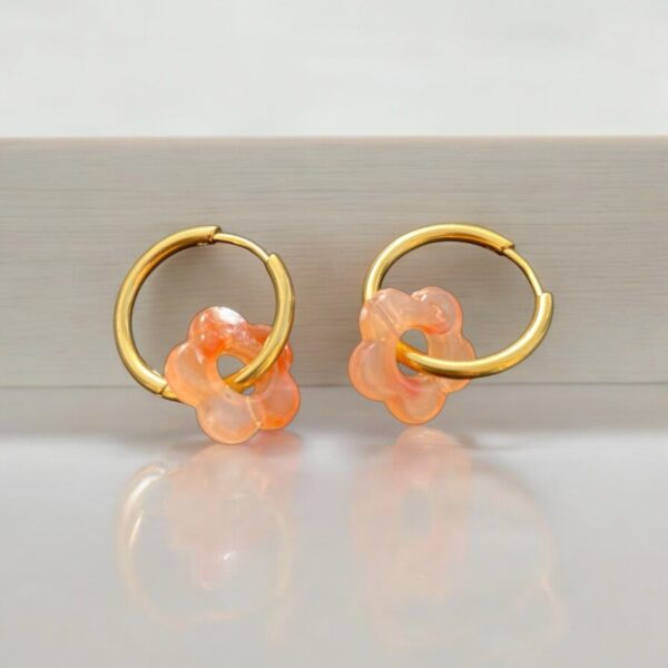 Créoles Flowers 14mm Orange transparent