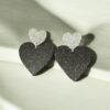 Boucle Alba pailleté noir/ cœur argent