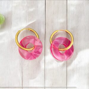 Boucles donuts 20mm framboise nacrée