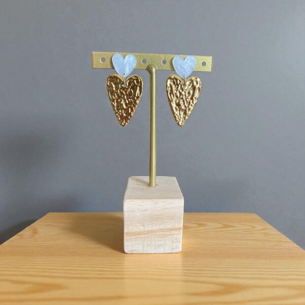 Boucle AMOR cœur doré/ cœur blanc Boucle AMOR cœur doré/ cœur blanc