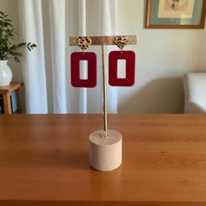 Boucle Olivia Rouge/ cœur tacheté marron Boucle Olivia Rouge/ cœur tacheté marron