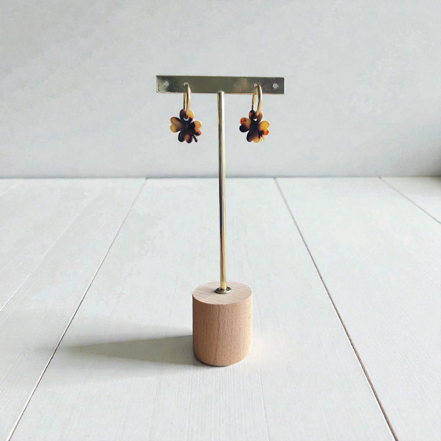 Créoles trèfle marron-noir