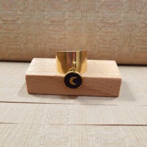 Bague Luna lune fond noir