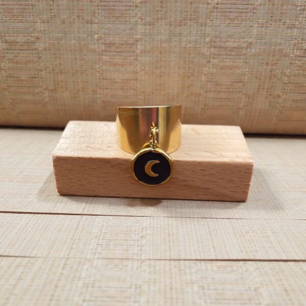 Bague Luna lune fond noir Bague Luna lune fond noir