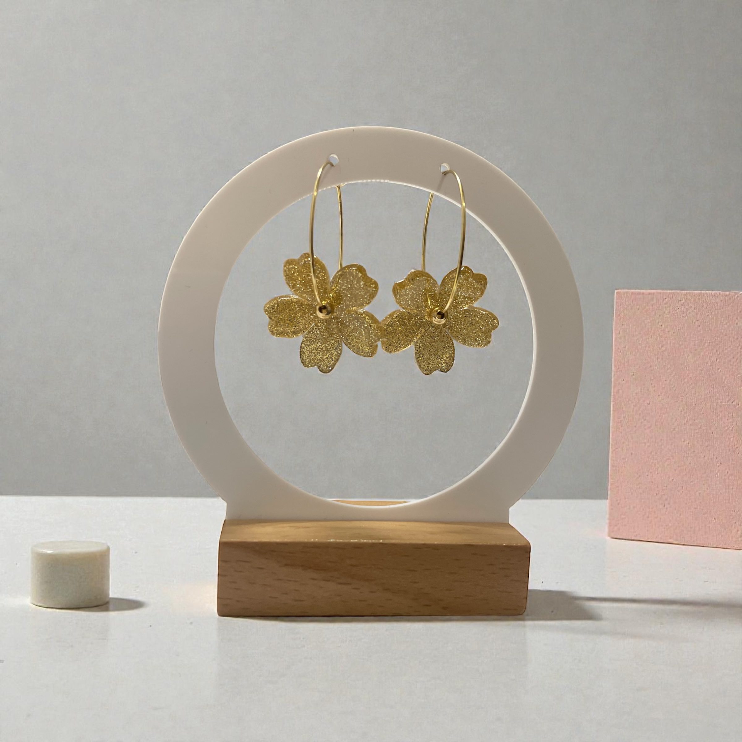 Créoles Iris pailleté dorée