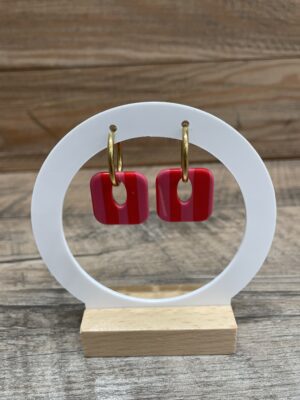 Créoles Maggy rayé rose et rouge