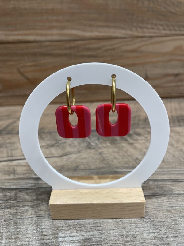 Créoles Maggy rayé rose et rouge Créoles Maggy rayé rose et rouge