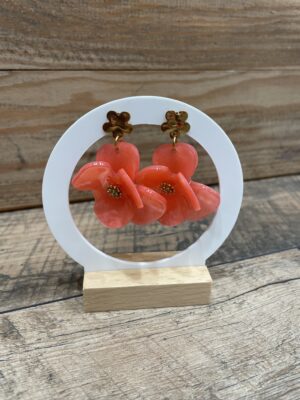 Boucle Camélia doré corail marbré